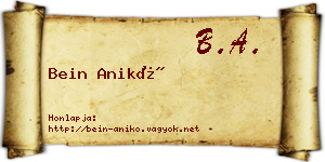 Bein Anikó névjegykártya